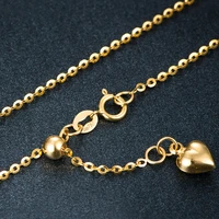 au750 18k gold chain jewelry real 18k yellow gold necklace for women 1 4mmw rolo chain heart can be adjustable 18inch 20inch