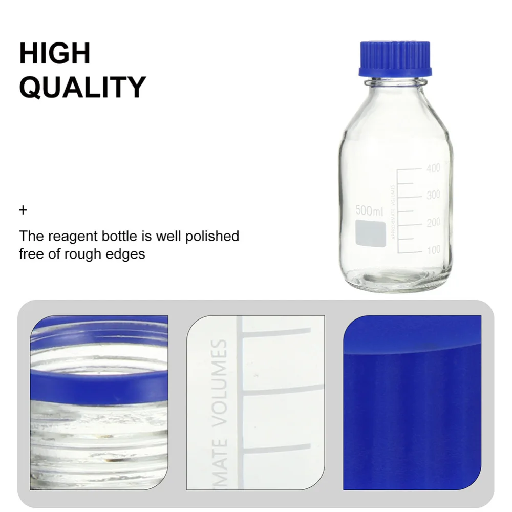 

1Pc 500ml Reagent Bottle Glass Sample Bottle with Calibration (Assorted Color)