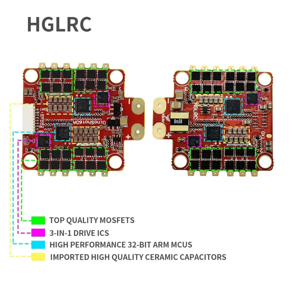 HGLRC 60A ESC BLHeli_32 Bit 3 5S 6S 4 в 1 электронный контроллер скорости Dshot1200 бесщеточный для