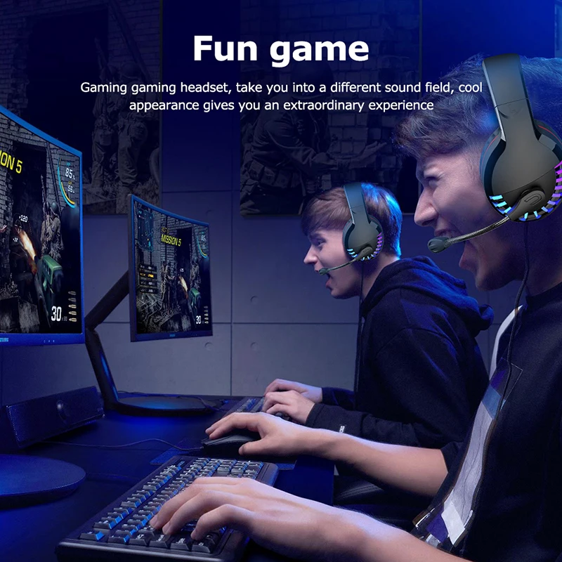 

Professional Gamer Headset for Computer PS4 Gaming Headphones Cool LED gaming Earphone Stereo With Mic Wired Earpiece
