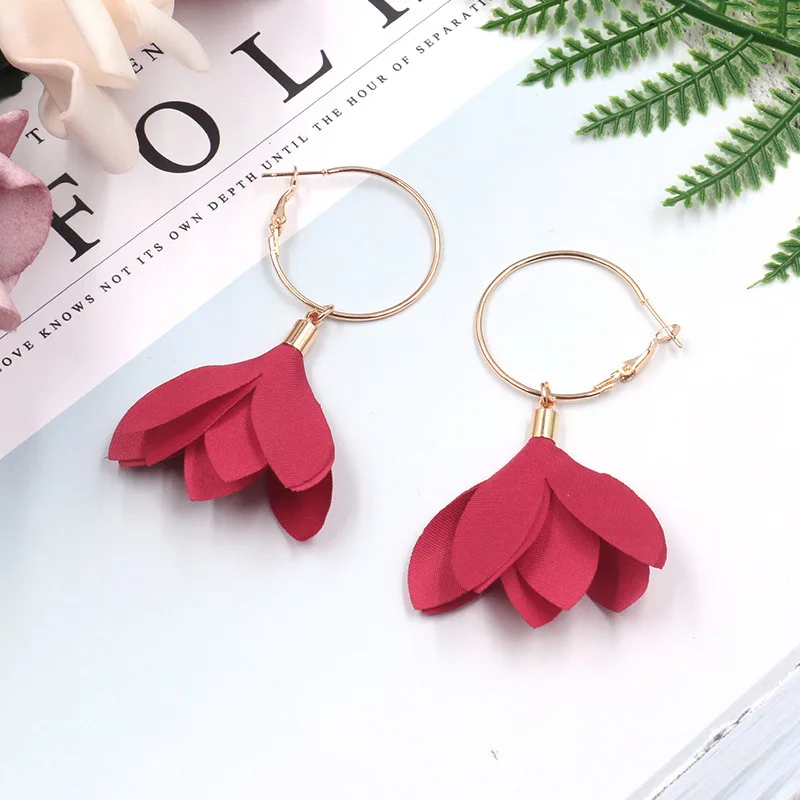 2021 элегантные женские богемные серьги с цветами из сплава в виде лепестков