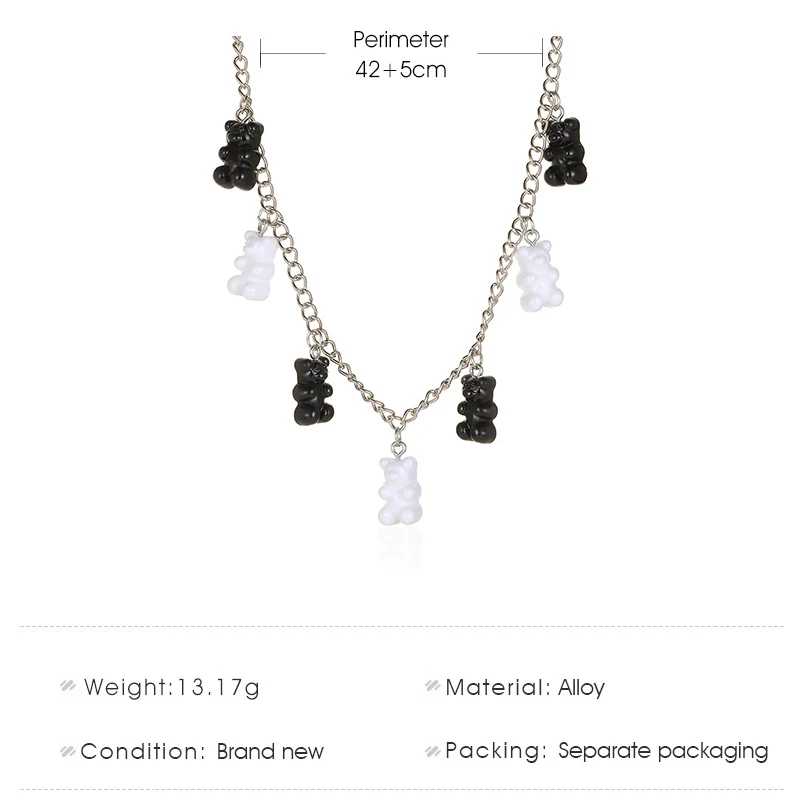 

Cartoon Bear Pendant Necklaces For Women Girl Jewelry Punk Hip Hop Resin Bears Charm Choker Necklace Party Accessories Gifts