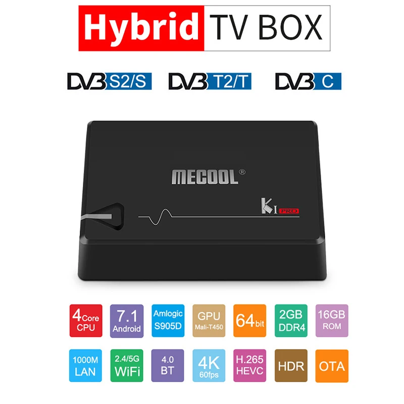 ТВ приставка Amlogic S905D с Android 7 1 ядро 64 бит DVB S2 2 Гб DDR4 16 ПЗУ|ТВ-приставки и