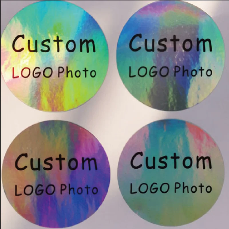 100 Custom Logo Stickers Silver Laser Holographic Character Stickers Self-adhesive Text Logo images - 6