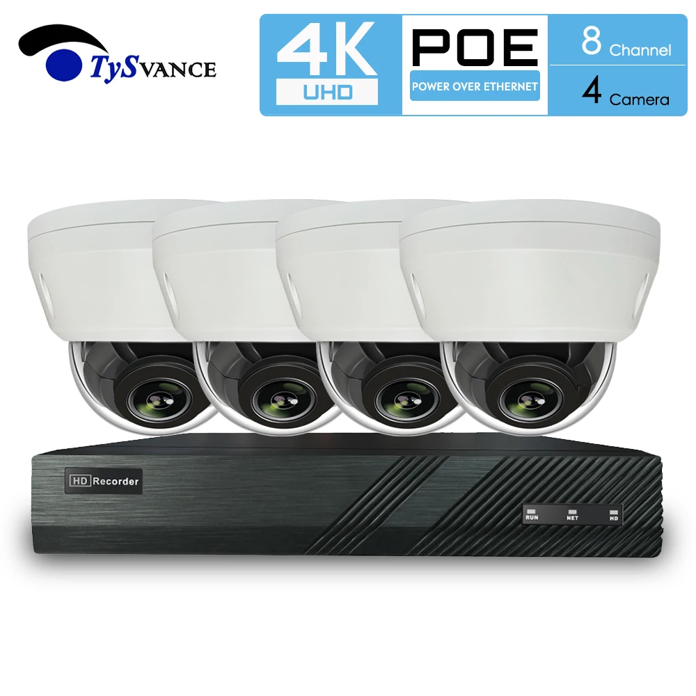 TySvacne 8MP 4K Ultra HD 4X оптический зум купольная система камеры безопасности 8ch PoE NVR & 4 ip с