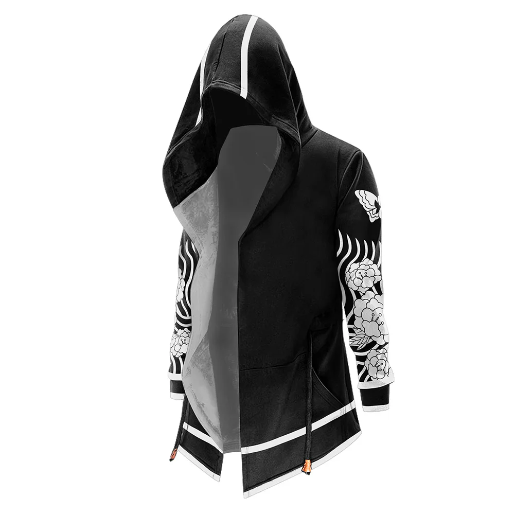 Длинная куртка с капюшоном 3D принтом | Тематическая одежда и униформа