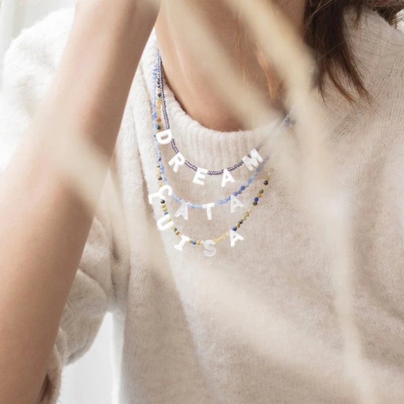 Женское Ожерелье из натурального камня чокер ручной работы с подвеской в виде