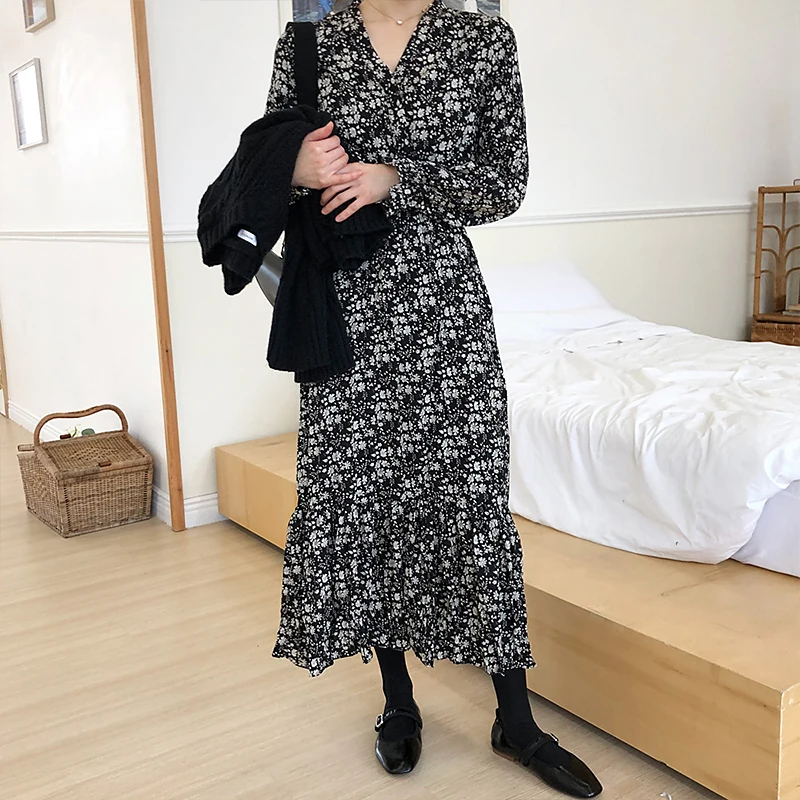 Женское платье с принтом Mozuleva свободное винтажное ТРАПЕЦИЕВИДНОЕ ПЛАТЬЕ в