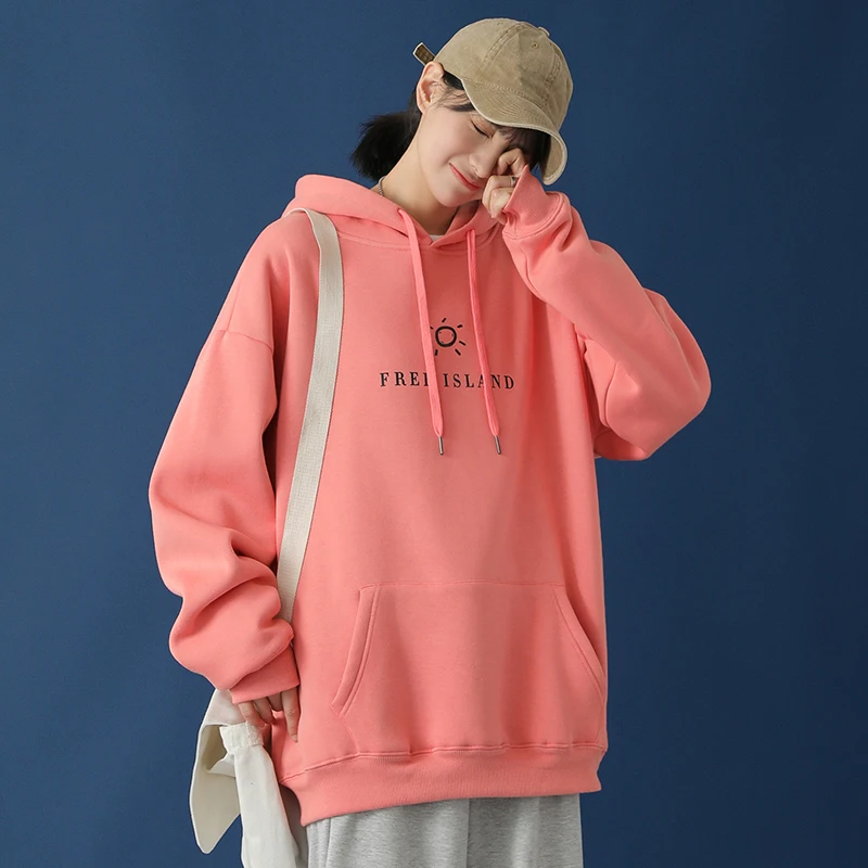 Разборчивого 2020 осень Дамский фуражку кофта со Размеры Толстовки с капюшоном