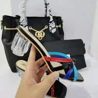 high quality super high heels slippers matching evening bags 2021 light decorate with rhinestong shoes for wedding party