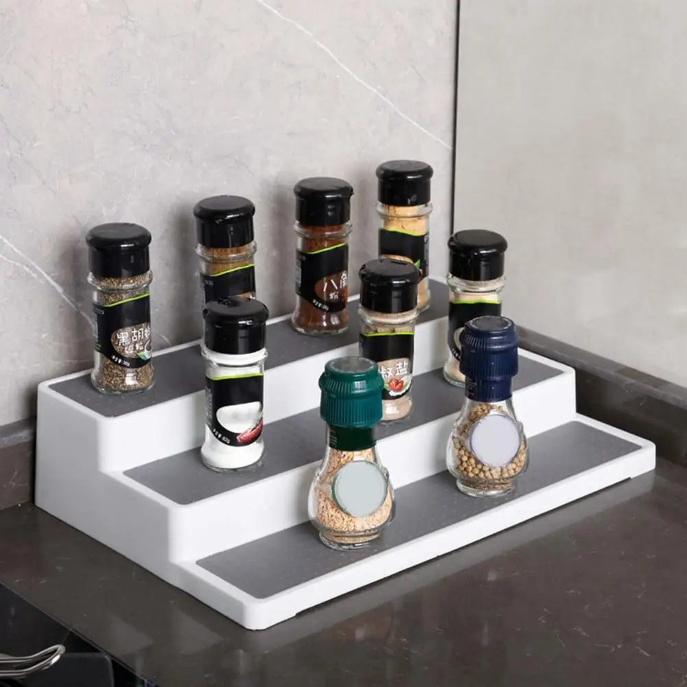 

Wear-resistant Great 3-Tier Kitchen Spice Rack Organizer Easy to Clean Spice Rack Organizer Modern Style for Home