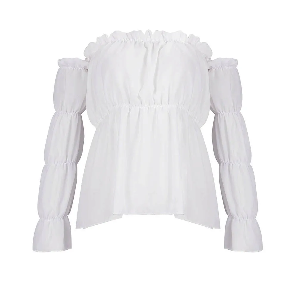 2019 пикантные Женские топы и блузки одноцветные с открытыми плечами длинным