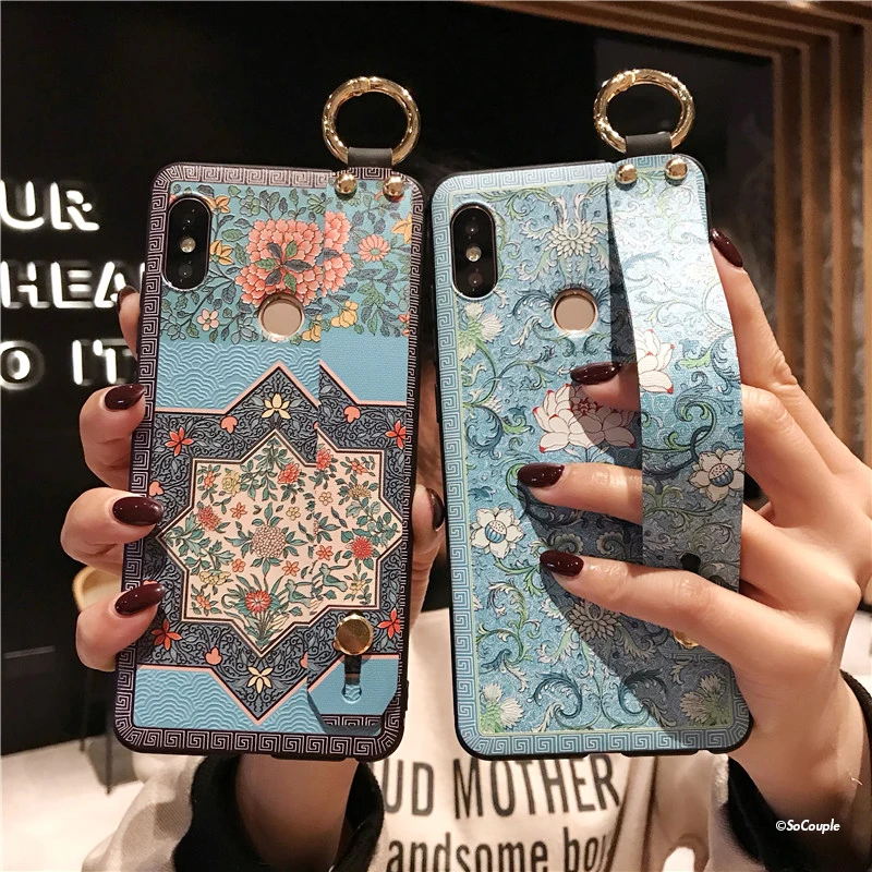 Ремешок на запястье чехол для телефона Xiaomi 8 9 5X 6X CC9 A3 Lite Redmi Note Pro 4X5 5A 6 7 K20 цветок