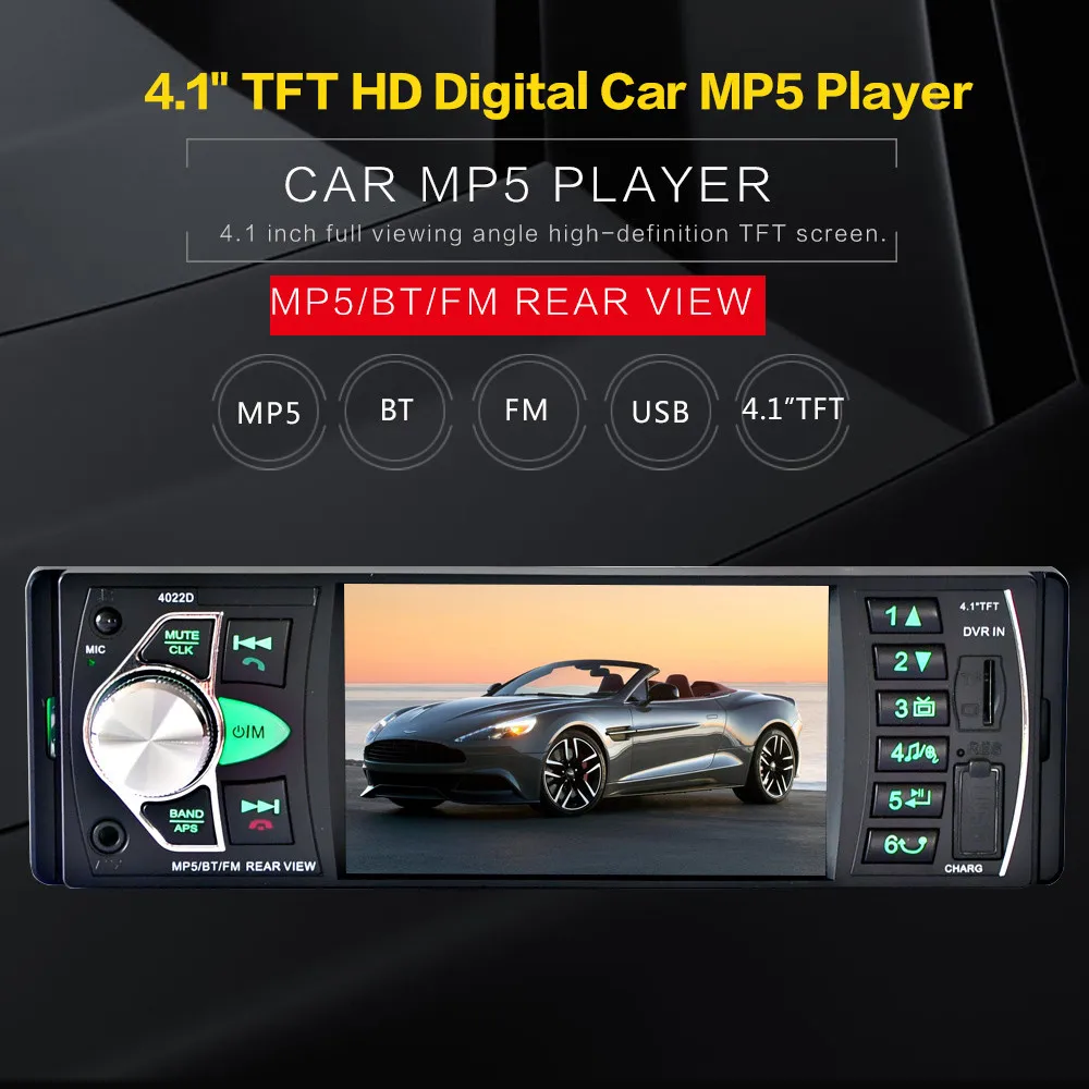 2 Din 4&quot HD Display Bluetooth Car MP5 Player Stereo MP3 FM Radio Audio Video Reversing Image No Rear View Camera | Автомобили и