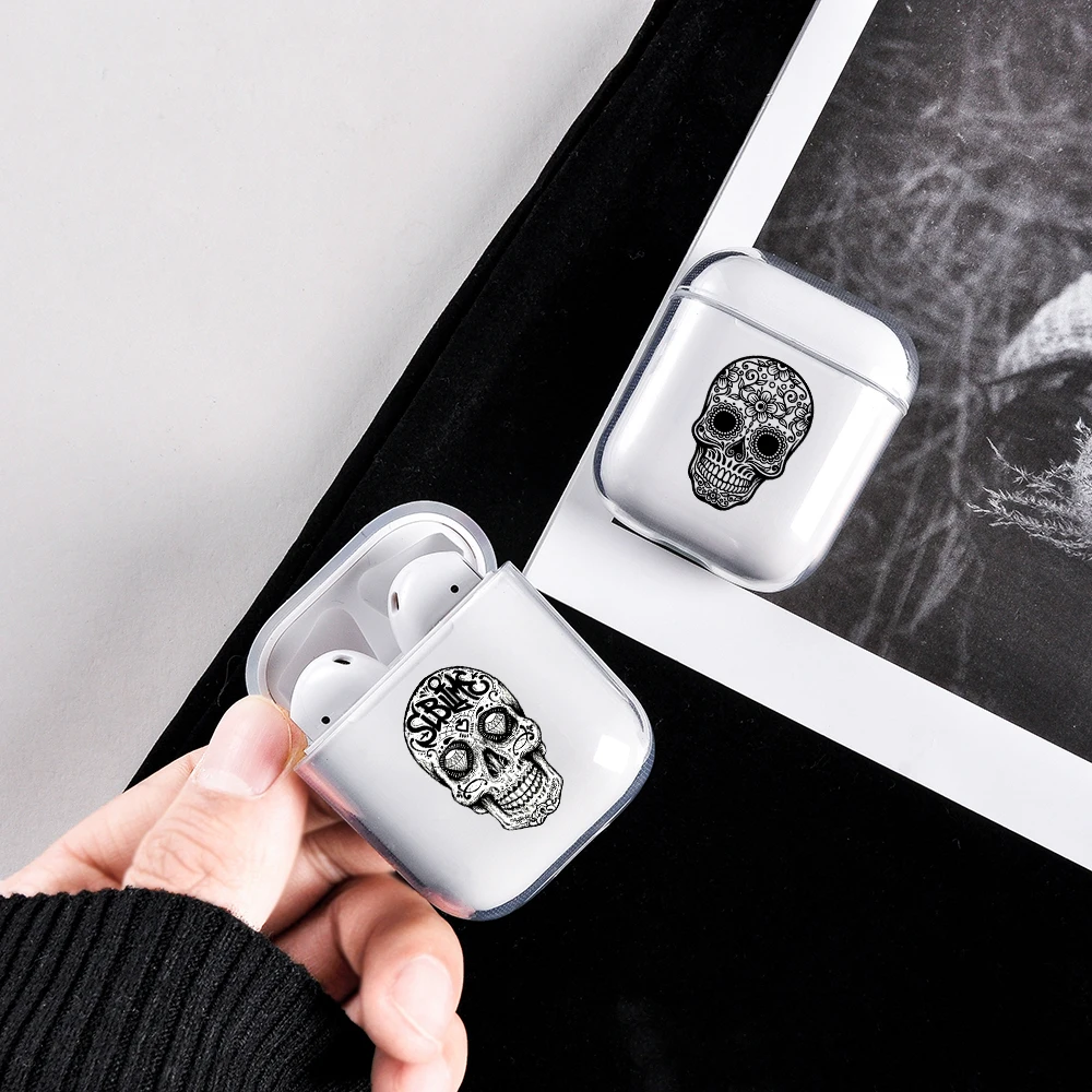 Модный крутой чехол для наушников с черепом Airpods 1 2 мультяшный мягкий Bluetooth