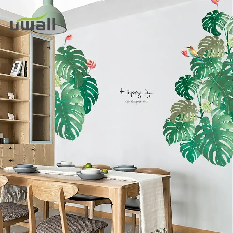 

Creative Green Plant Bird Wall Stickers Living Room Bedroom Decor Background Wall Decorations Home Decor Self Adhesive Sticker