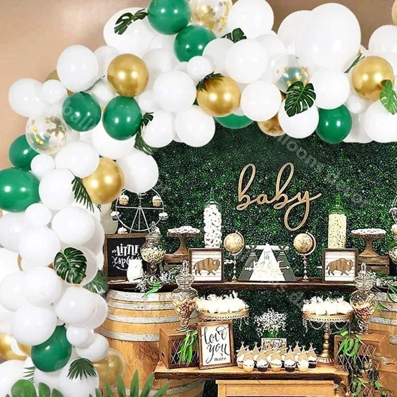 Латексная s гирлянда цепочка лесная тема темно-зеленая Белая Гирлянда