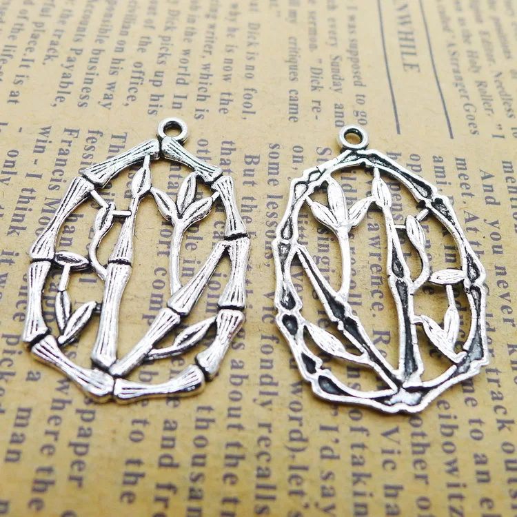 

12 шт./лот 23x34 мм Античное серебряное покрытие бамбуковые Полые Подвески для изготовления ювелирных изделий своими руками Ювелирная фурниту...