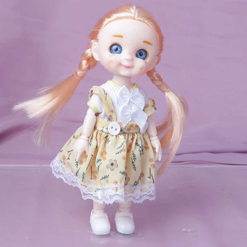 Blue Eyes 16cm BJD Doll 13 Moveable Joint Dolls Gray Little Girl Muilt-type Dress Make Up Toy Girls Gift |