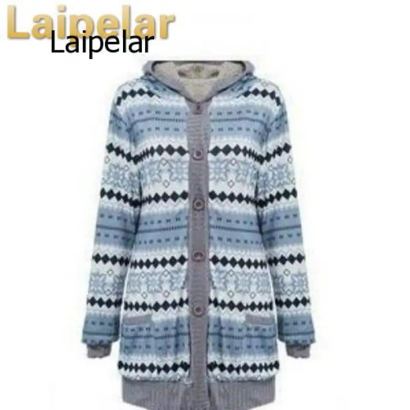 

Winter Autumn Long Sleeve Thick Hooded Sweat Coat New Arrival Fleece Outwear Casual Knitting Cardigan Coat Laipelar Sweater
