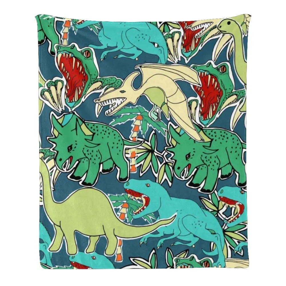 

Custom Blanket Fleece Super Soft Throw Blanket for Couch Sofa Bed Gift Cute Dinosaurs Jurassic Forest (50inchX60inch)