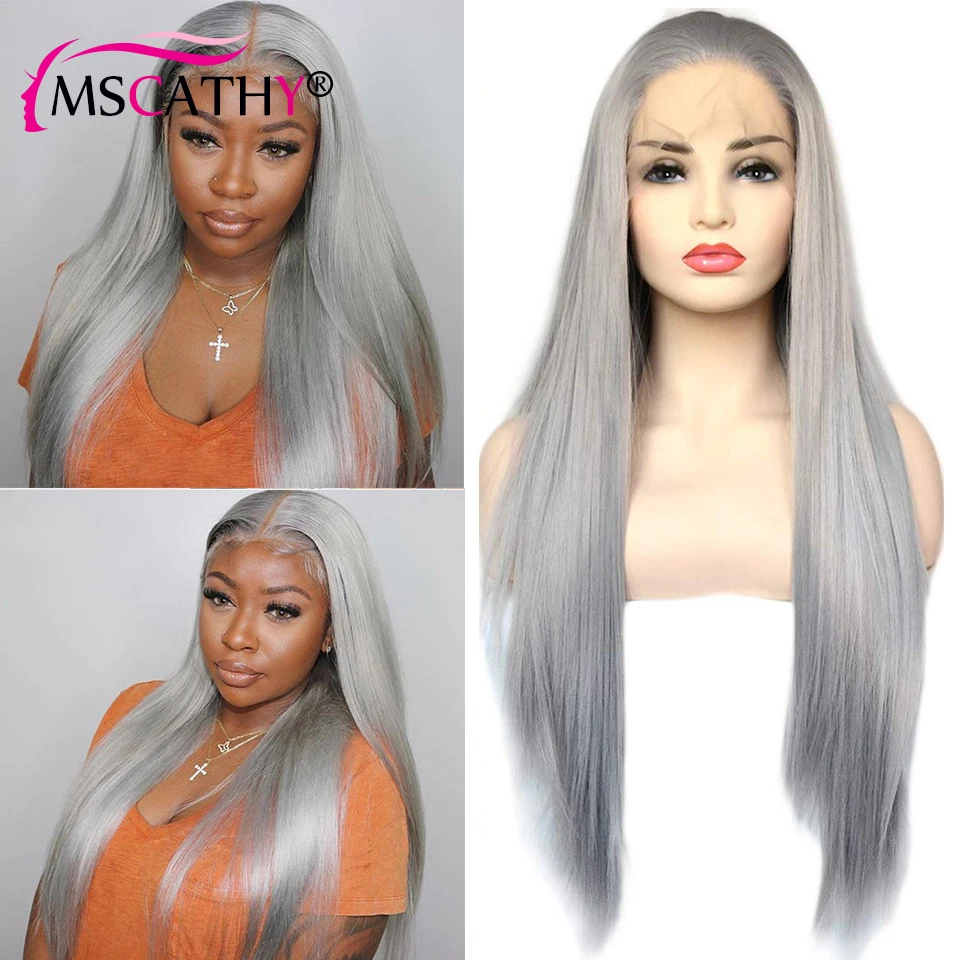 

13x4 Grey Colored Lace Front Wig For Women 4X4 Lace Closure Wig Pre Plucked Brazilian Straight HD Transparent Lace Front Wig
