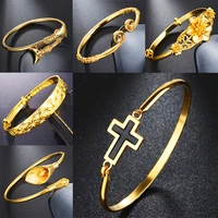 charm bracelet jewelry stainless steel personality cross cuff minimalist gold silver color for women lady bracelets bangles