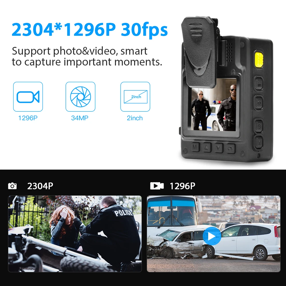 Body Worn Camera HD 1296P Security Video IR Night Built in 64GB 170 lens DVR Cam Wearable ipcam | Безопасность и защита