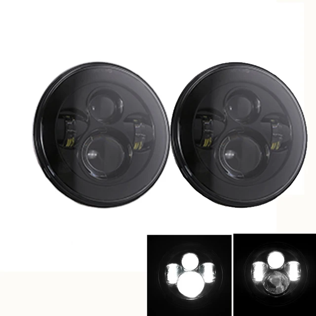 2X" дюймовый круглый светодиодный галогеновая фара Hi/Lo DRL луч для Jeep Wrangler JK LJ TJ CJ Lada 4x4 urban Niva Land Rover Defender - Цвет: BLACK