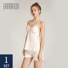 Пижама женская BANNIROU, шелковая, комплект кружевной пижамы, летняя