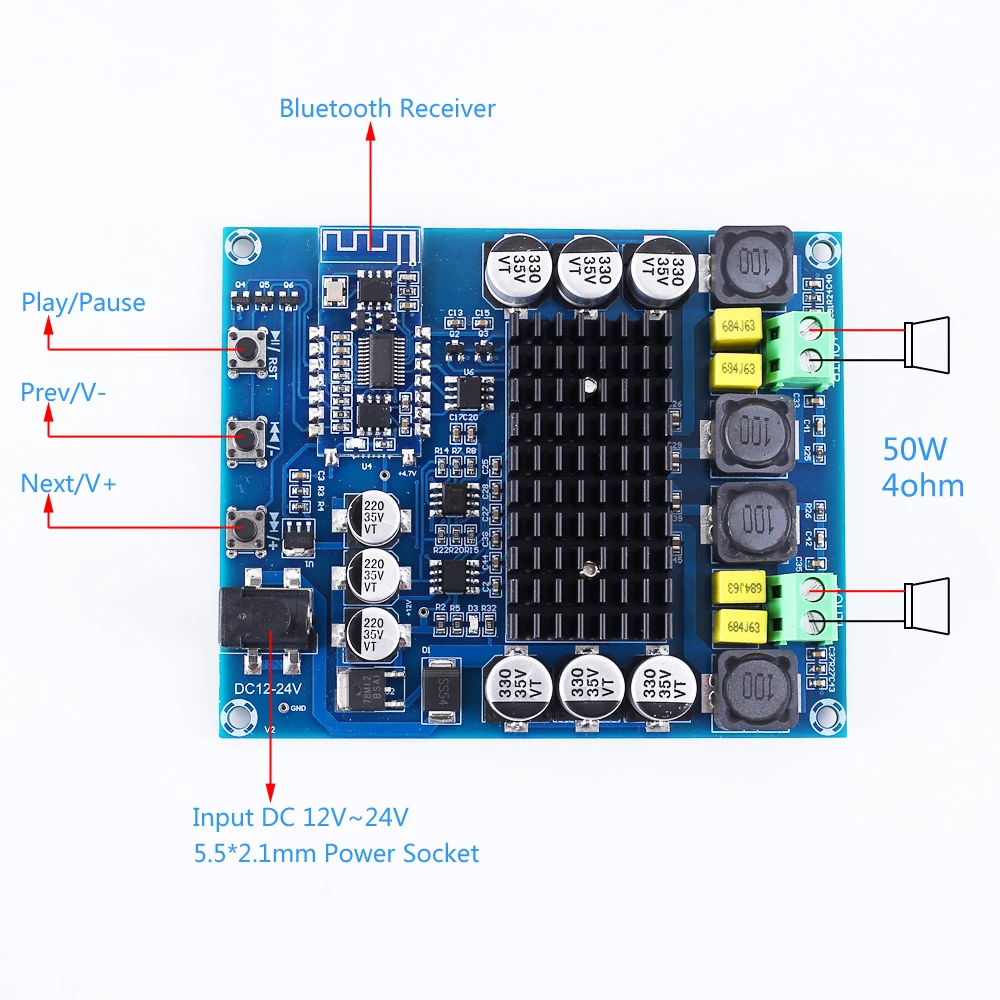 Цифровой усилитель постоянного тока 12 В 24 TPA3116D2 беспроводной Bluetooth модуль BLE5.0