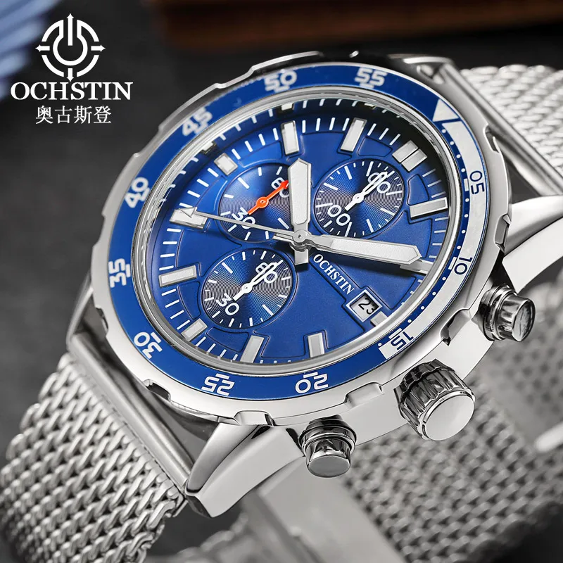 

OCHSTIN Casual Sport Watches for Men Blue Top Brand Luxury Braided Strap Wrist Watch Man Clock Fashion Chronograph Wristwatch