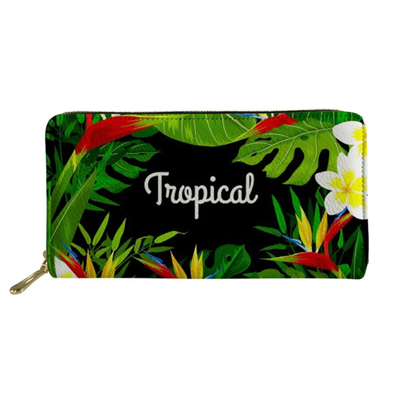 Кошелек на молнии цветной кошелек с тропическим принтом пальмовых листьев