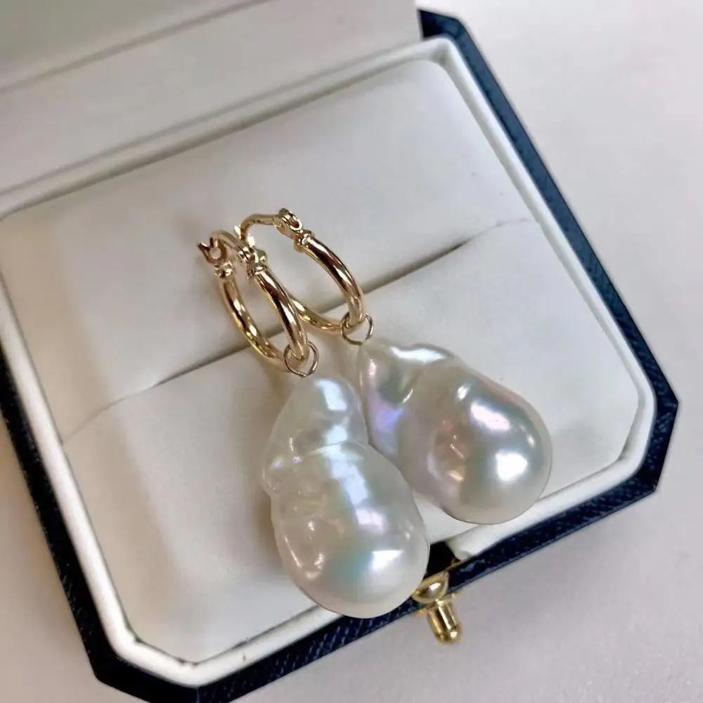 ECHSUN серьги из натурального пресноводного жемчуга 14K покрытые золотом ювелирные