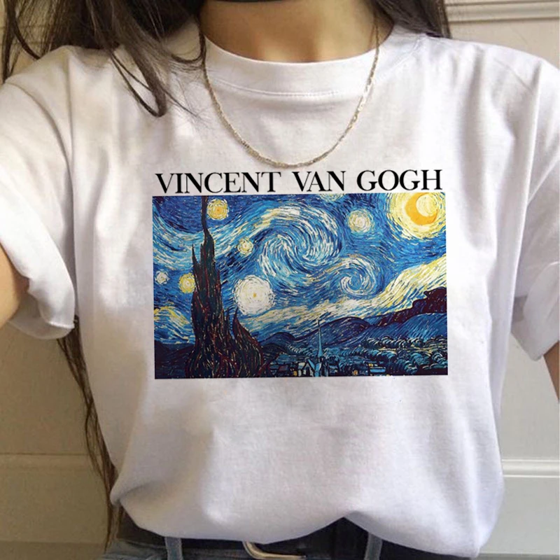 Женская Винтажная Футболка Vincent Van Gogh модная футболка в стиле Харадзюку с