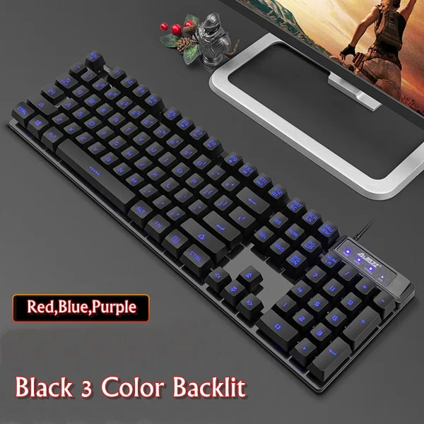 Black Tri color Ajazz Warrior первое поколение Механическая Feel с подсветкой USB Проводная клавиатура металлическая панель, 19 неколлизионных клавиш компьютерная клавиатура - Цвет: Black Tri color