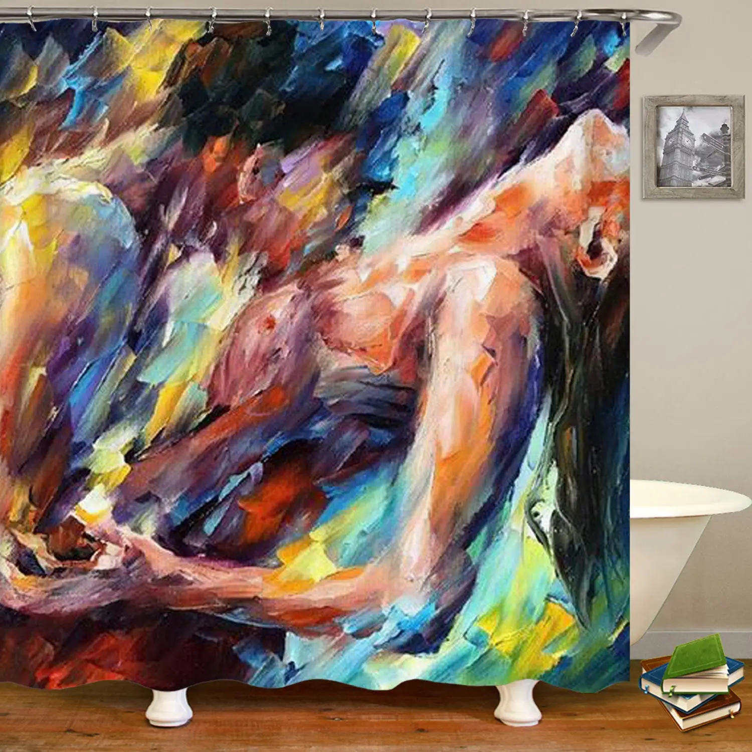 

Afro Couple Black Art African American Kiss Oil Painting Shower Curtain