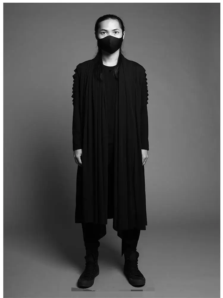 Мужской новый парикмахерский Асимметричный Темный выше колена индивидуальный