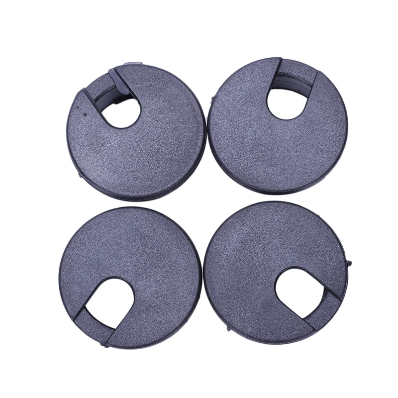 Desk Table Computer Round Shaped Black Cable Grommet Hole Cover 35mm 4Pcs