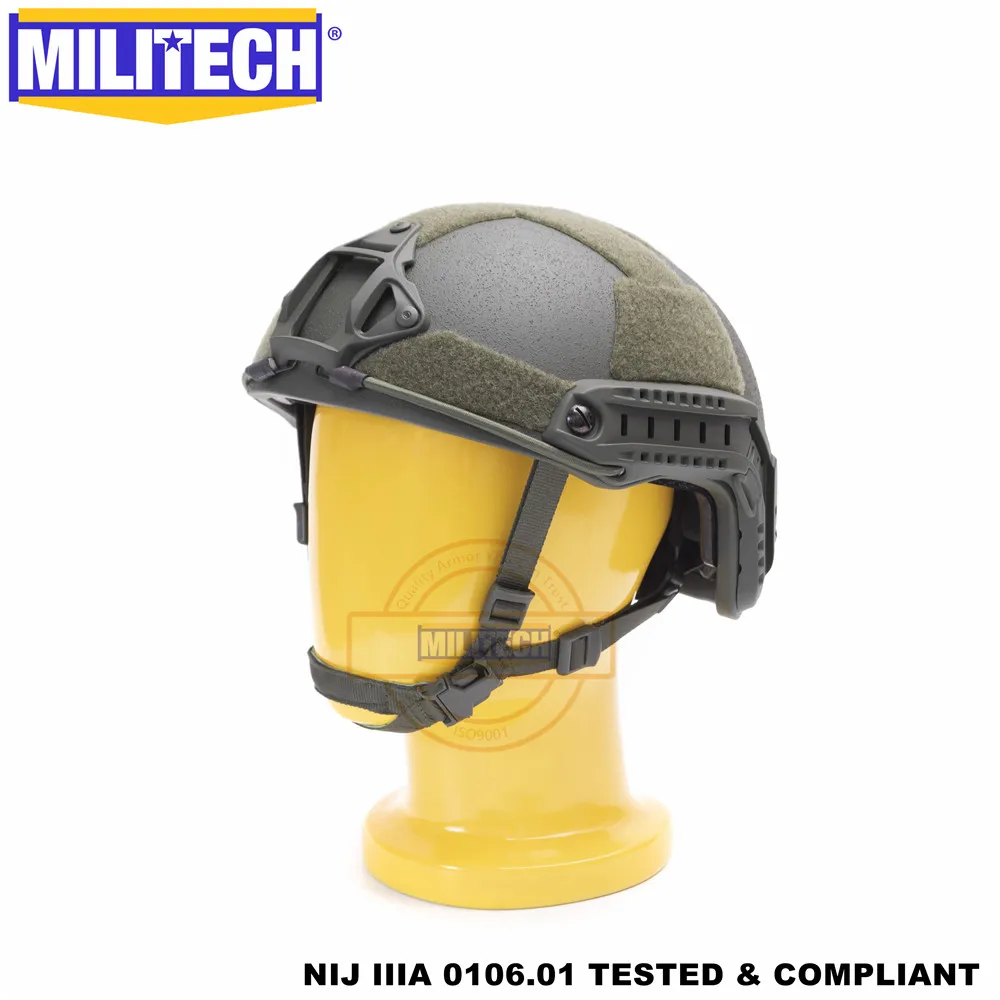 MILITECH баллистический шлем БЫСТРЫЙ OD люкс червячный циферблат NIJ уровень IIIA 3A High Cut Twaron пуленепробиваемый шлем с 5 лет гарантии