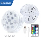 Погружной светильник с USB-зарядкой для бассейна, светодиодный ночсветильник RGB с присоской, уличная садовая подводная лампа с радиоуправлением