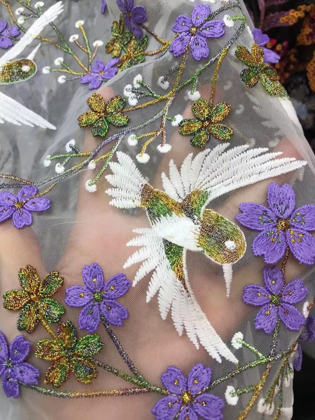 Акция изысканных птиц Высококачественная Тюлевая вышивка французское Тюлевое