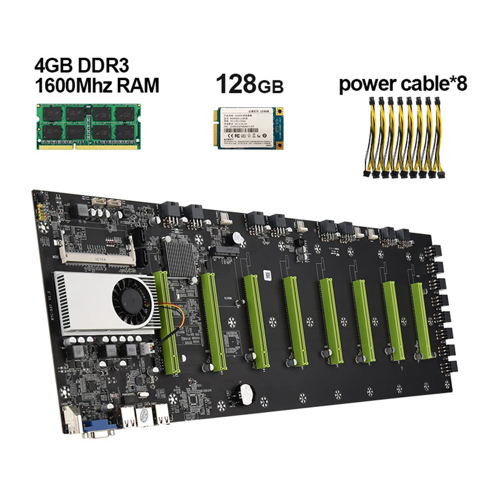 BTC-D37 8 материнская плата для майнинга графики 8x PCI Express 16X DDR3 SODIMM компьютера |