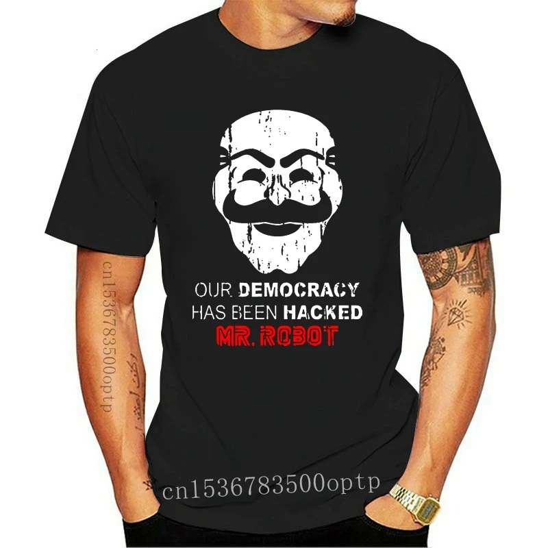 

New Mr Robot T Shirts Men Fashion Fsociety Mask Printed T-shirt Summer Short Sleeve Cotton TV