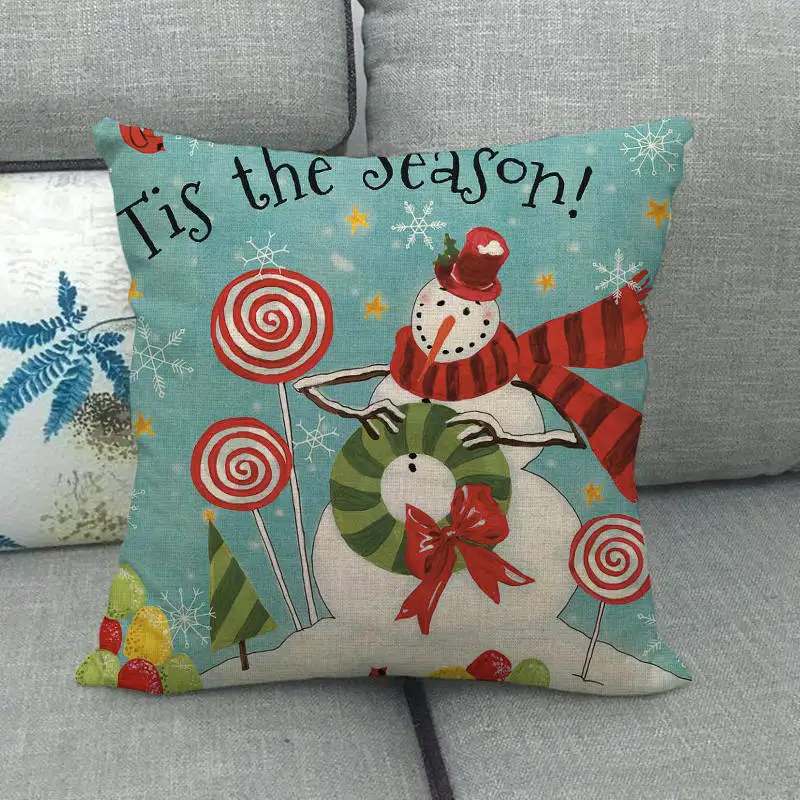 Льняные/Хлопковые наволочки в виде снеговика 45 х45 см | Дом и сад