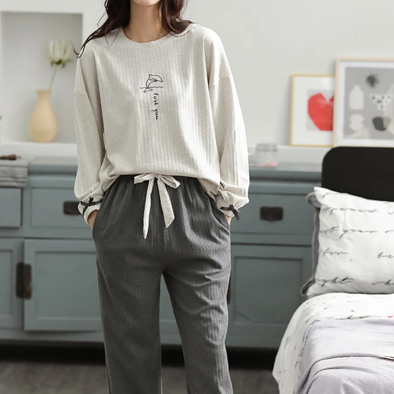 

Cotton Nightdress Full Sleeve pajamas for women Warm Homewear Leisure Suit Soft comfortable Sleepwear Night Clothes at home