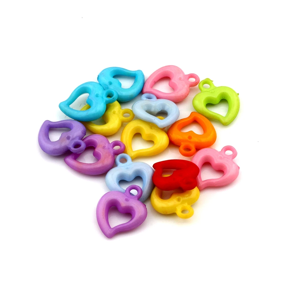 30 шт. разноцветные акриловые прозрачные полые подвески в форме сердца для