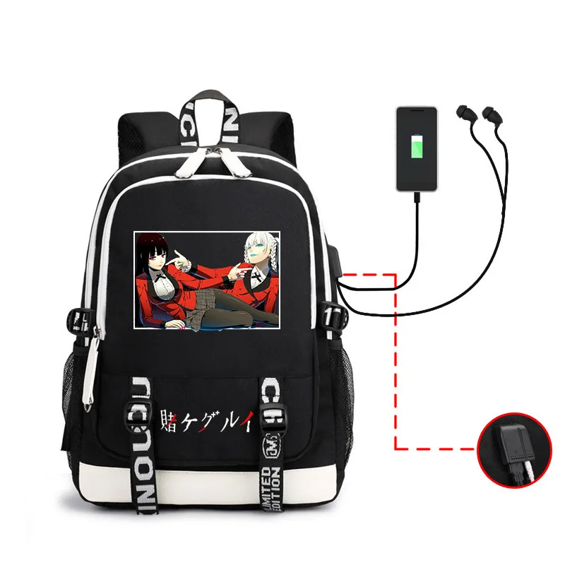 

Kakegurui Backpack Anime Jabami Yumeko Plus Ultra Multifunction USB Charging Laptop Shoulder Unisex Travel School Bags Girl Boys