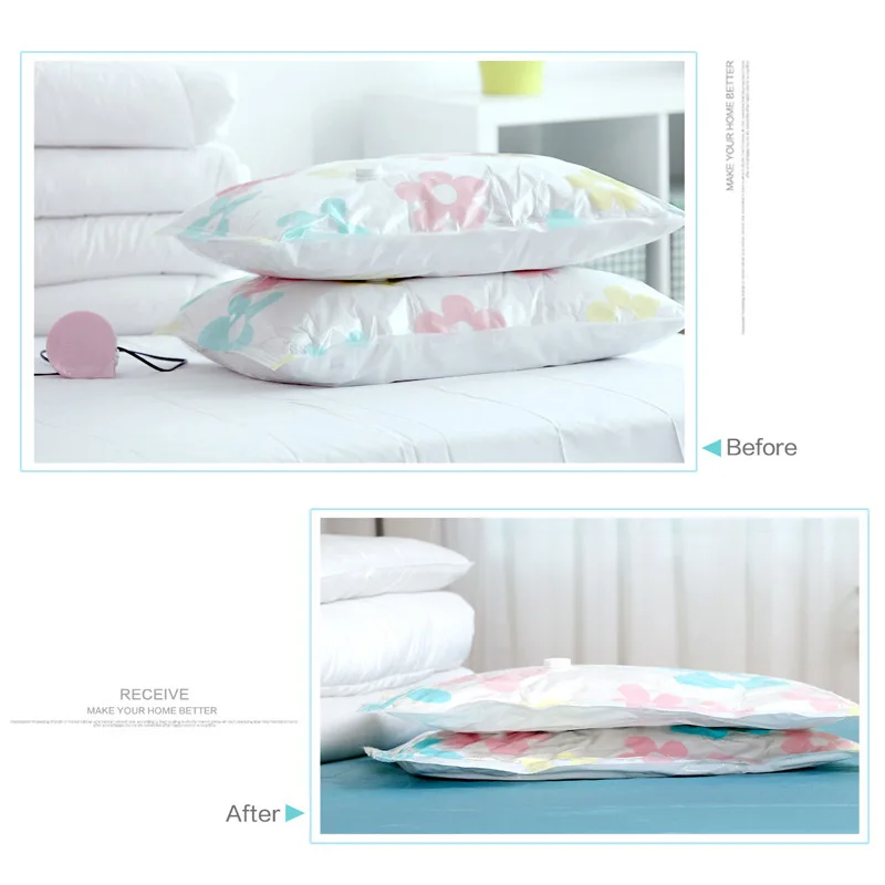 4 PCS Big +4 Medium Wardrobe Storage Vacuum Compression Bag Kit Thicker Handbag Quilt Clothes Plush Toy Towel With Pump | Дом и сад