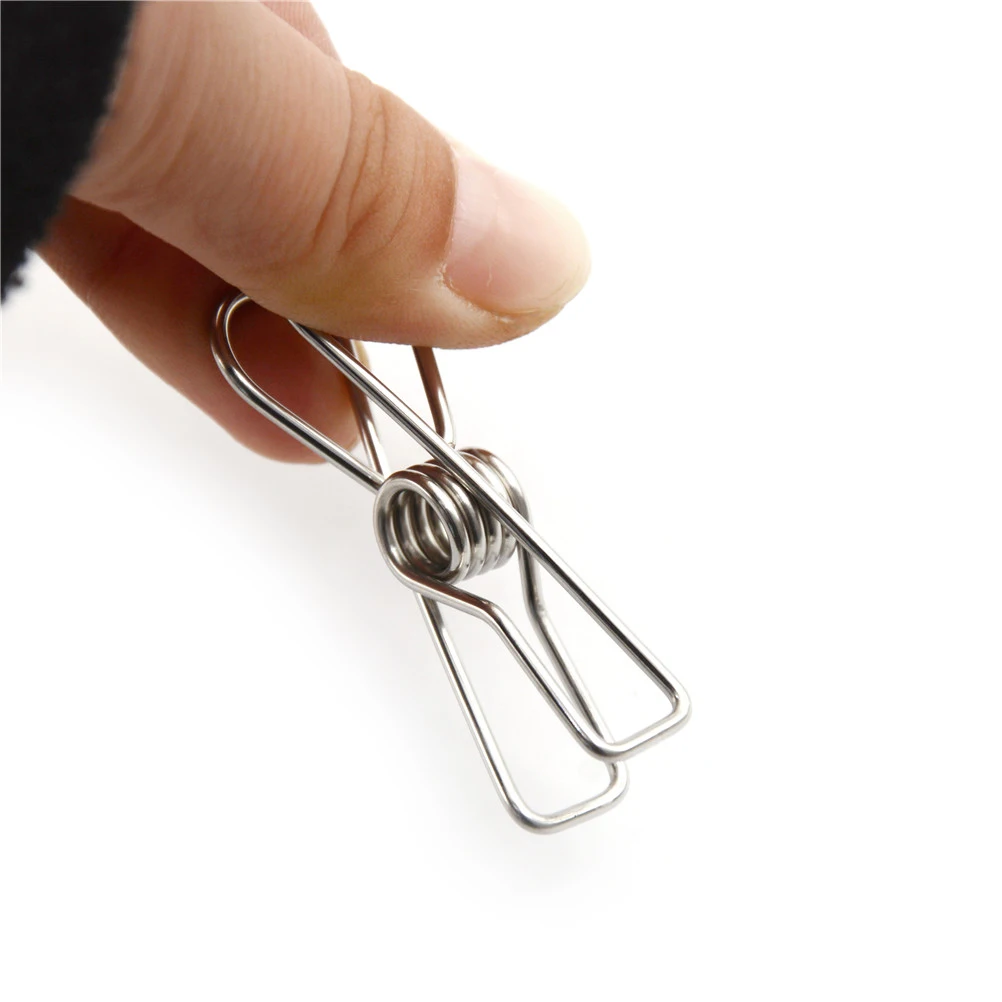 

10pcs/lot Clothes Pegs Modern Stainless Steel Metal Spring Clips Clothes Hanging Pegs Clips Clamps Silver Binder Clips